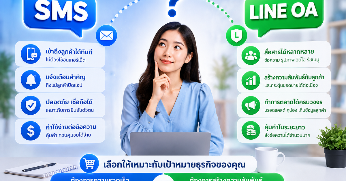 SMS vs LINE OA ต่างกันยังไง? ธุรกิจออนไลน์ควรเลือกอะไรในปี 2026 | BoostSMS